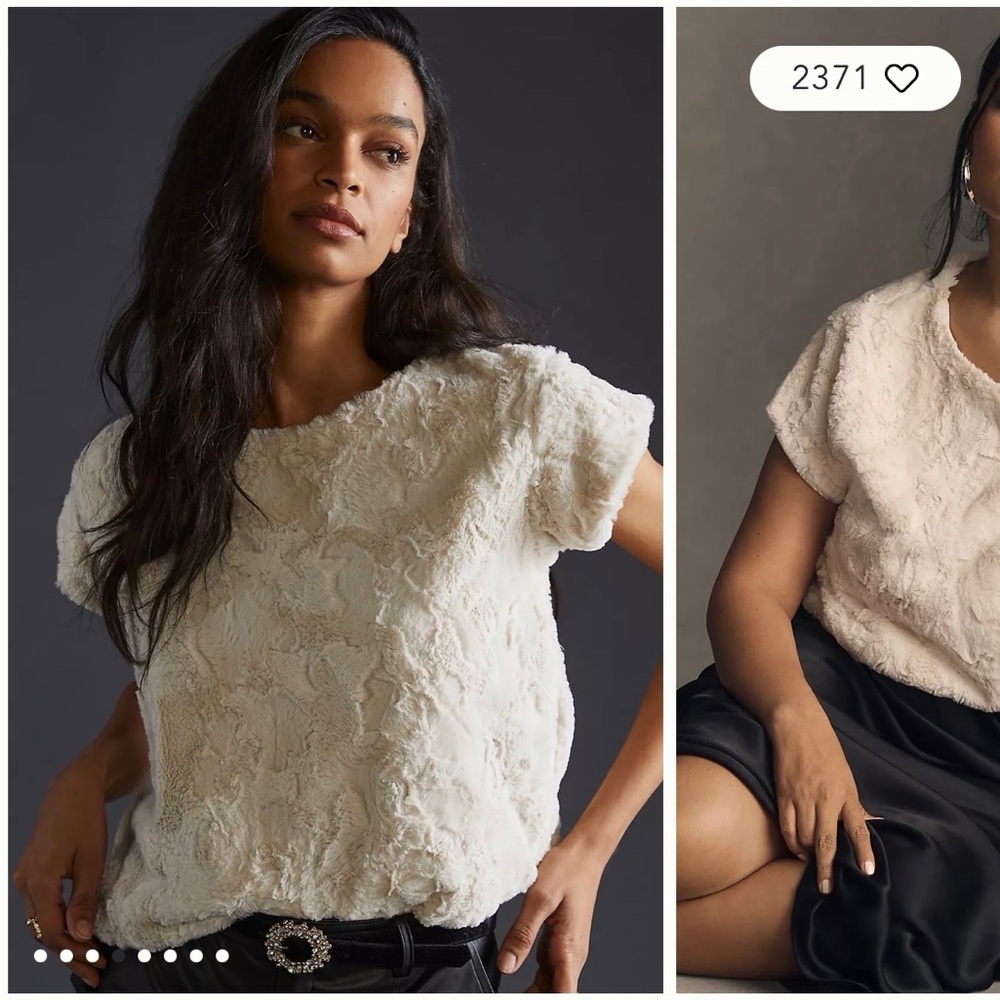 Maeve Textured Short Sleeve Top - Cream